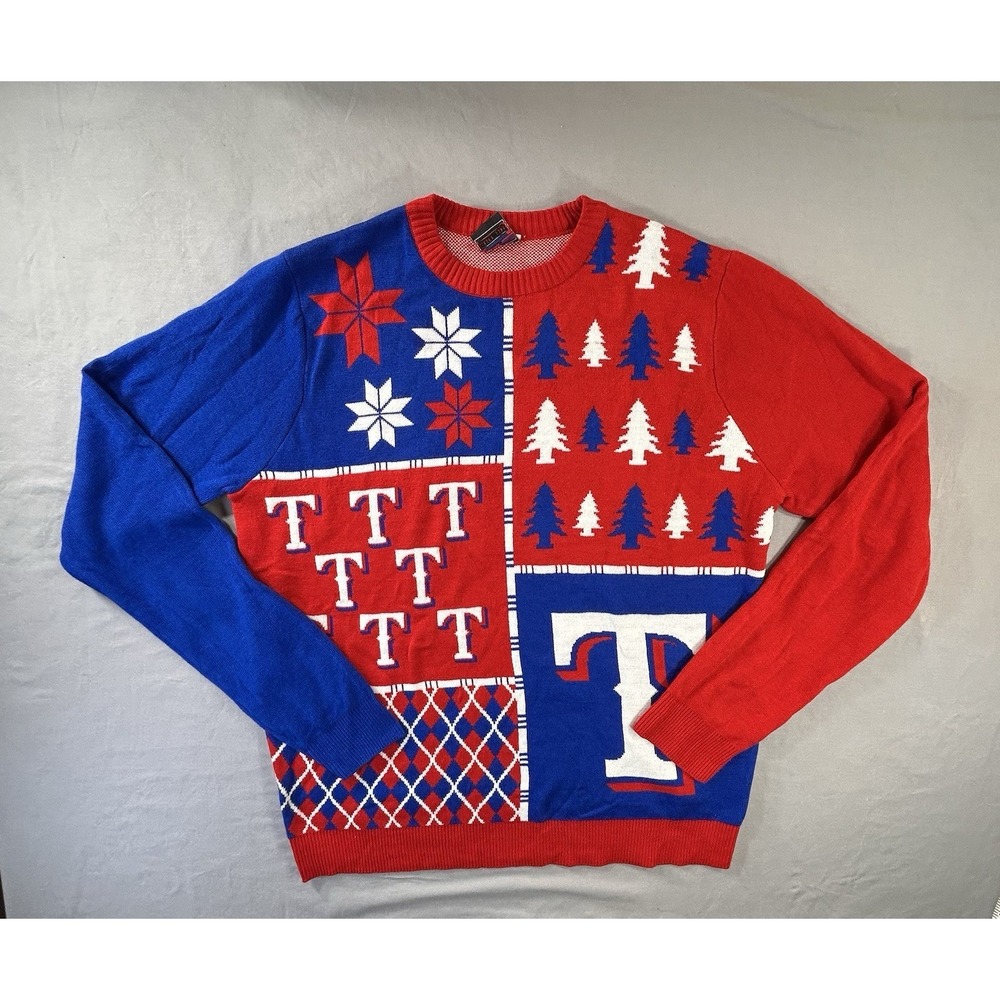 MLB‎ Texas Rangers Baseball Christmas Ugly Sweater Men's XL Baseball Team Wear